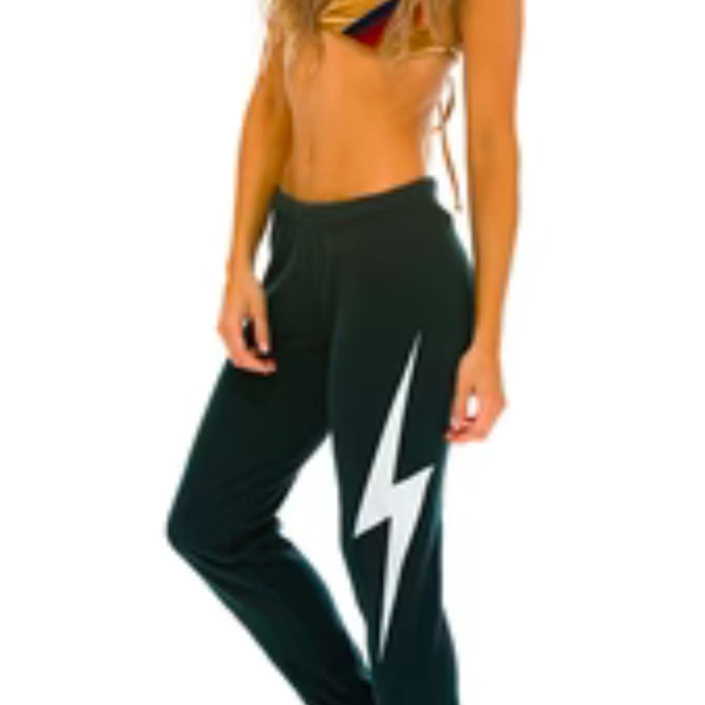 Aviator Nation Dark Grey Lightning Bolt Joggers